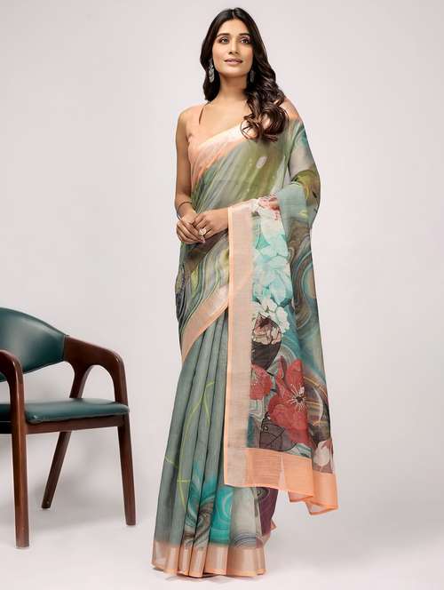 women printed casual wear saree with blouse - 21912131 -  Standard Image - 0