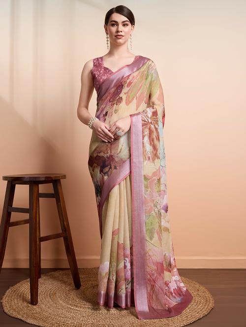 women printed casual wear saree with blouse - 21912132 - Standard Image - 0