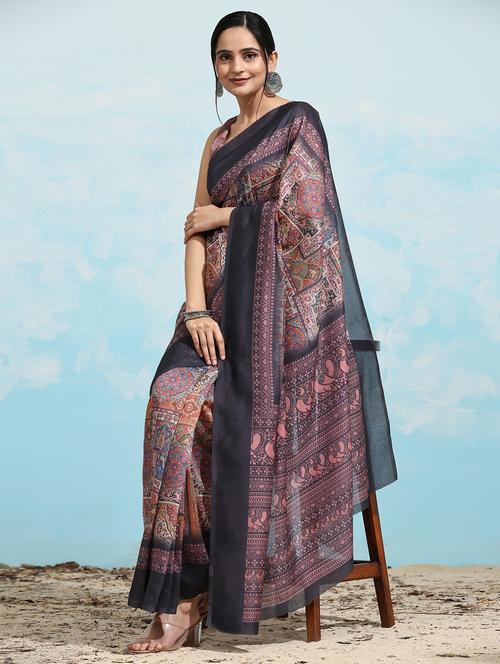 women printed casual wear saree with blouse - 21912253 -  Standard Image - 0