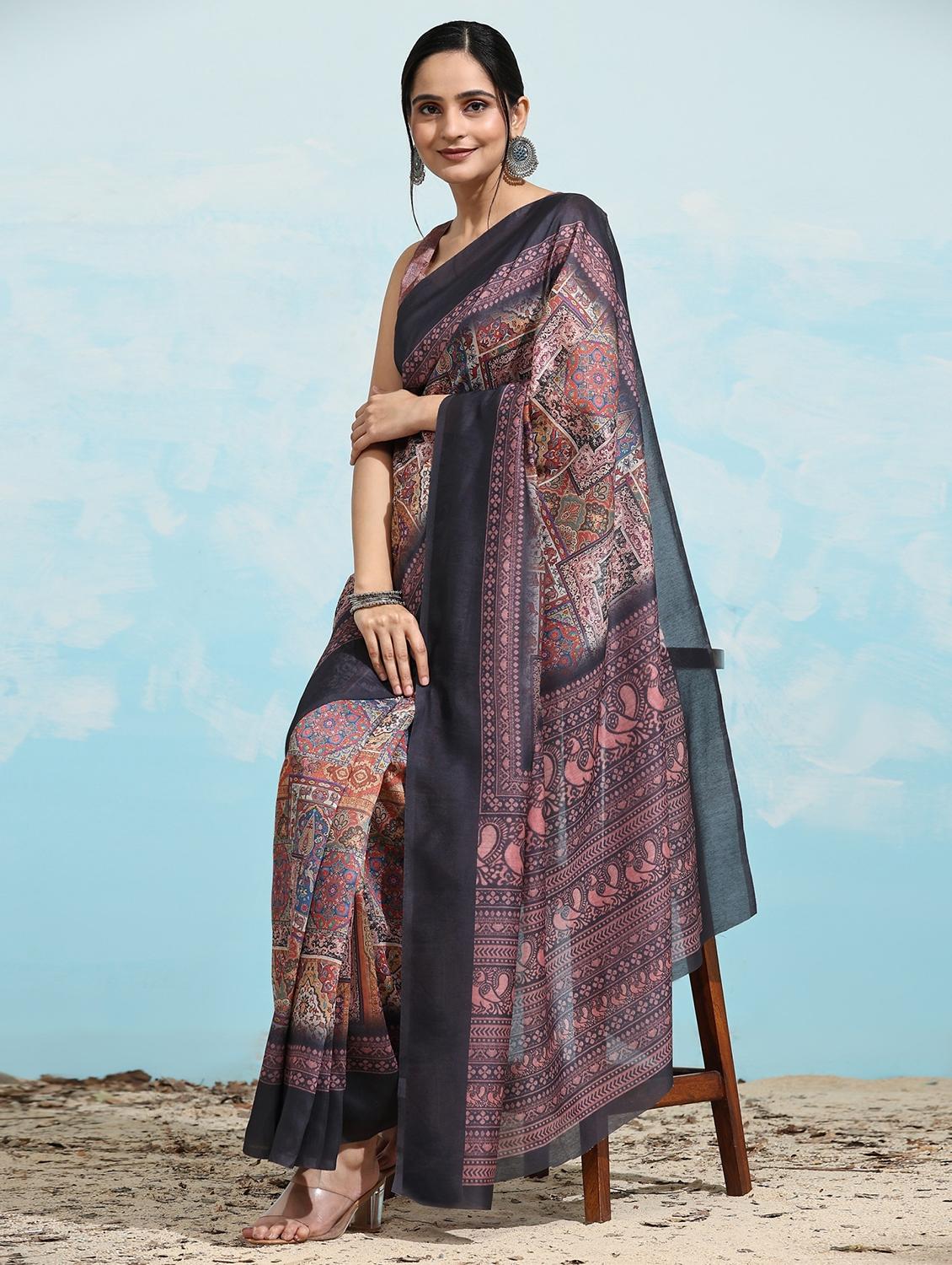 women printed casual wear saree with blouse - 21912253 -  Zoom Image - 0