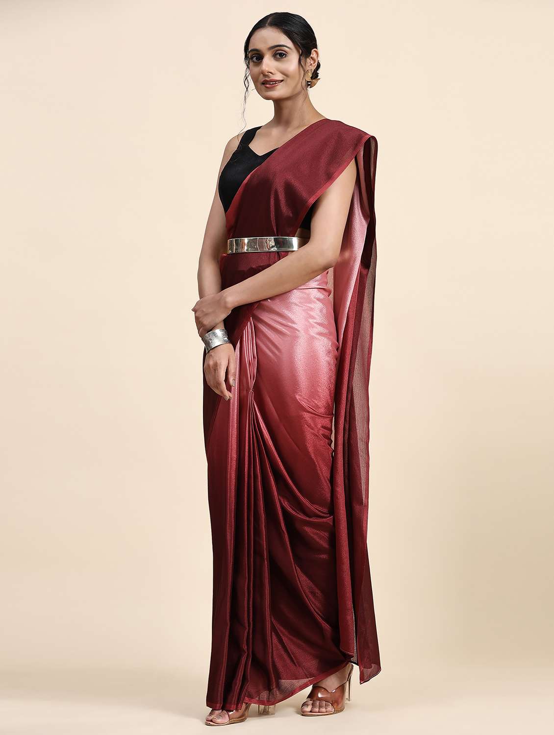 women ombre printed ready to wear saree with blouse - 21912264 -  Standard Image - 2