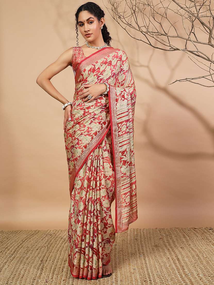 women printed casual wear saree with blouse