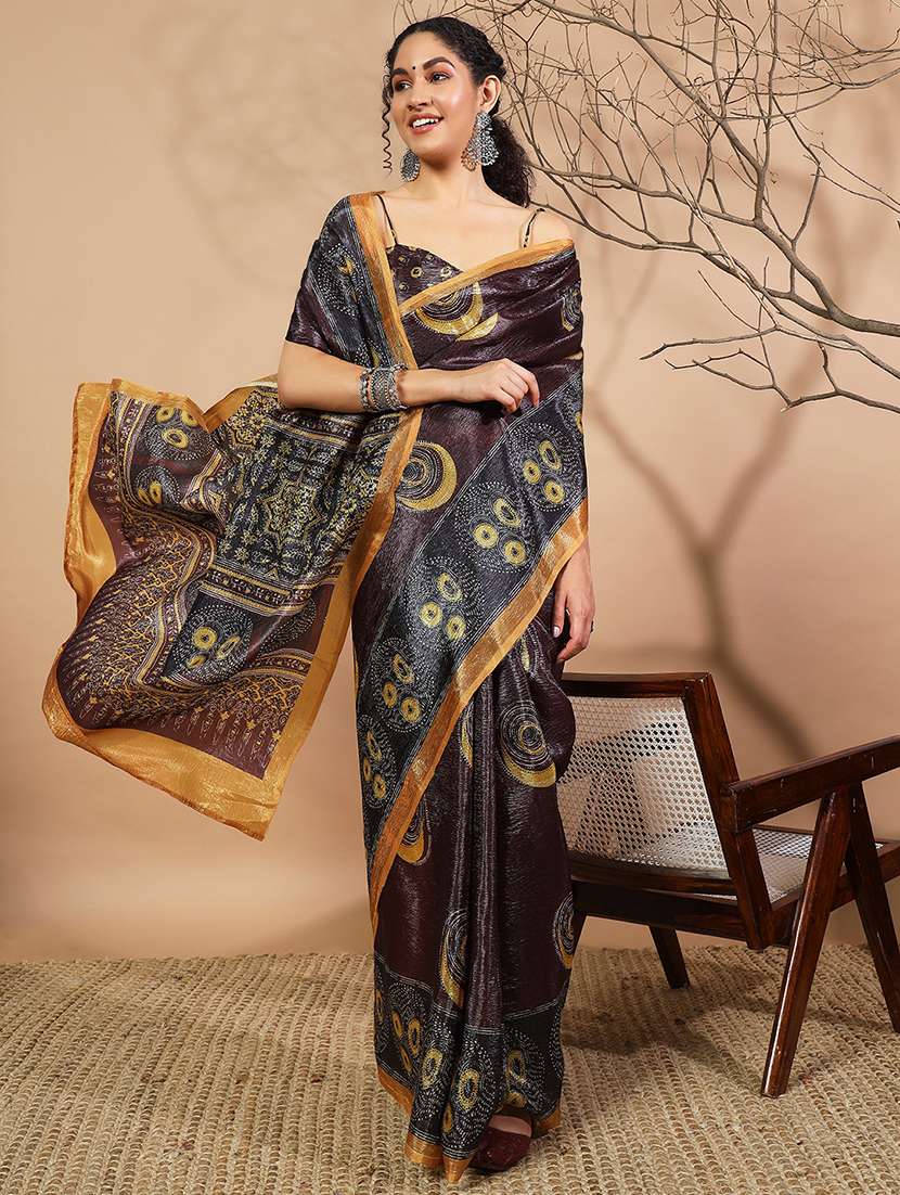 women printed casual wear saree with blouse