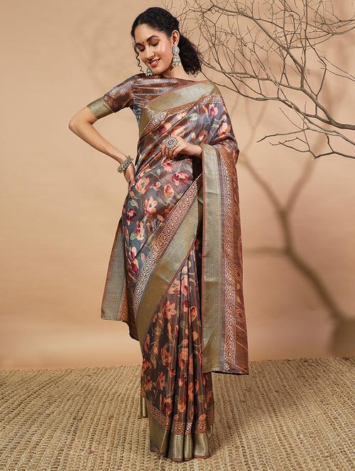 women printed casual wear saree with blouse - 21912433 - Standard Image - 0