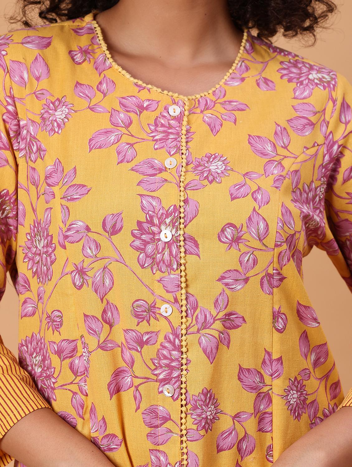 yellow cotton flex kurta - 21912451 - Standard Image - 2