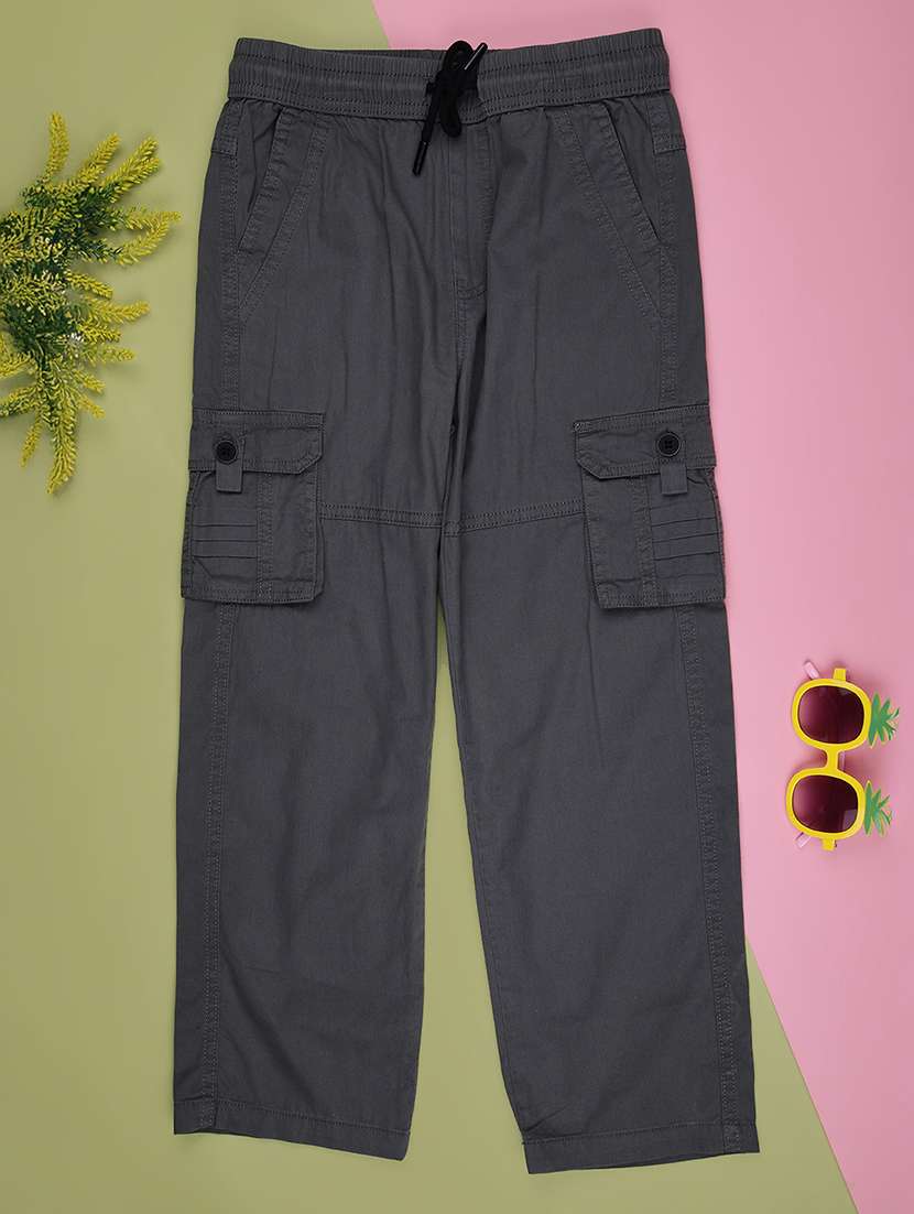 boys solid mid rise relaxed fit cargo