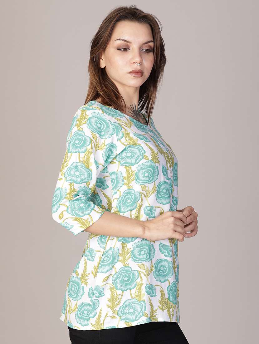 women printed three quarter sleeve kurti - 21912506 -  Standard Image - 2