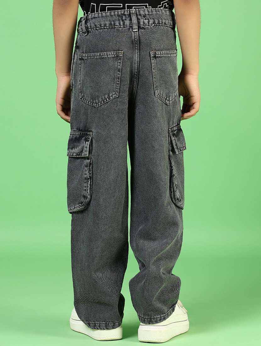 boys solid mid rise relaxed fit cargo - 21913034 -  Standard Image - 2