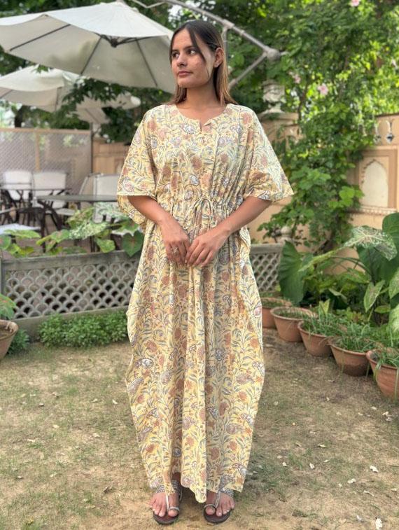 women printed kimono sleeves kaftan dress - 21913051 - Zoom Image - 0