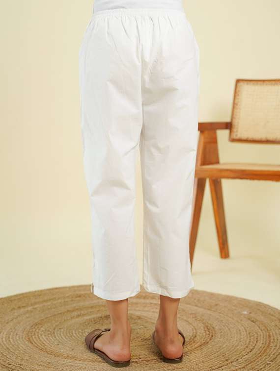 women solid straight tapered pant - 21913058 - Standard Image - 2
