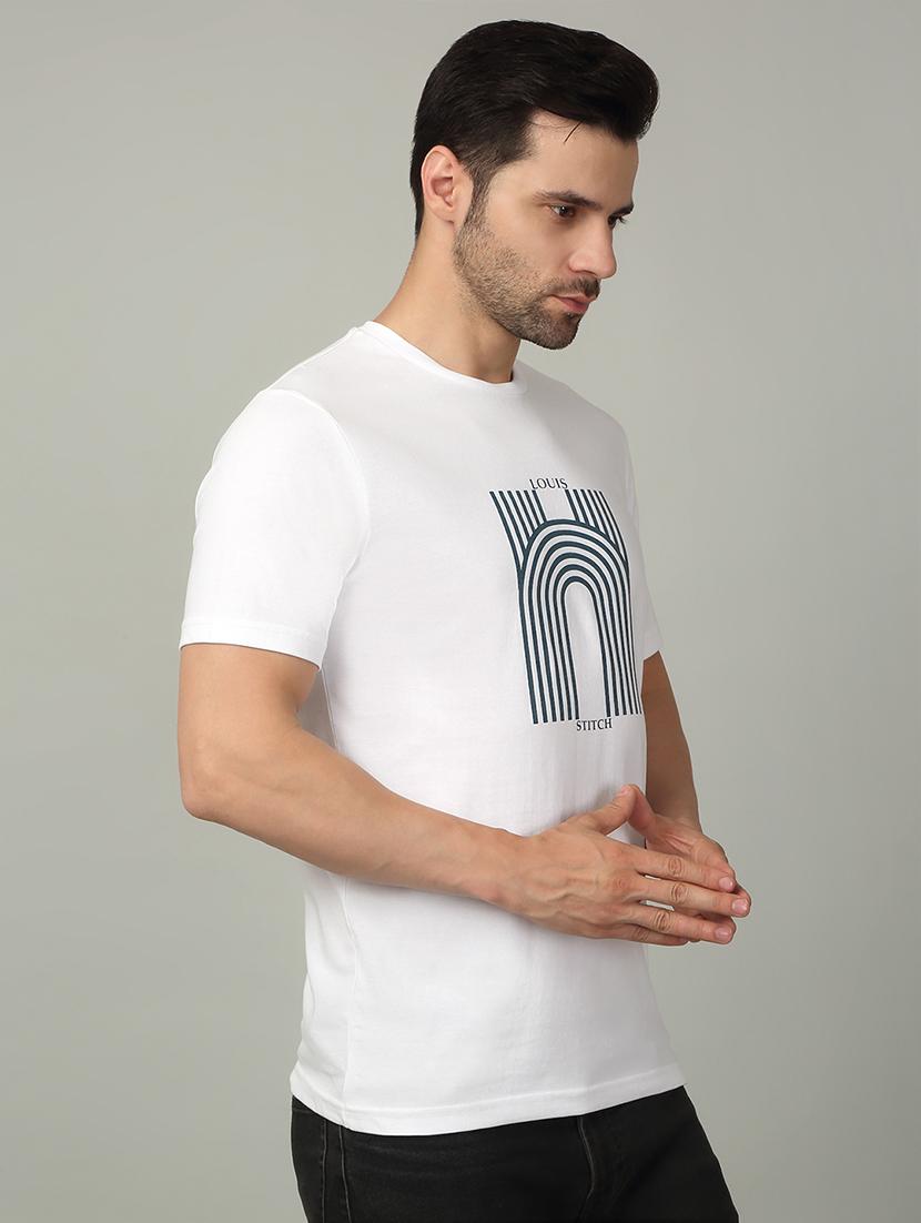men front print round neck regular fit t-shirt - 21913100 - Standard Image - 2