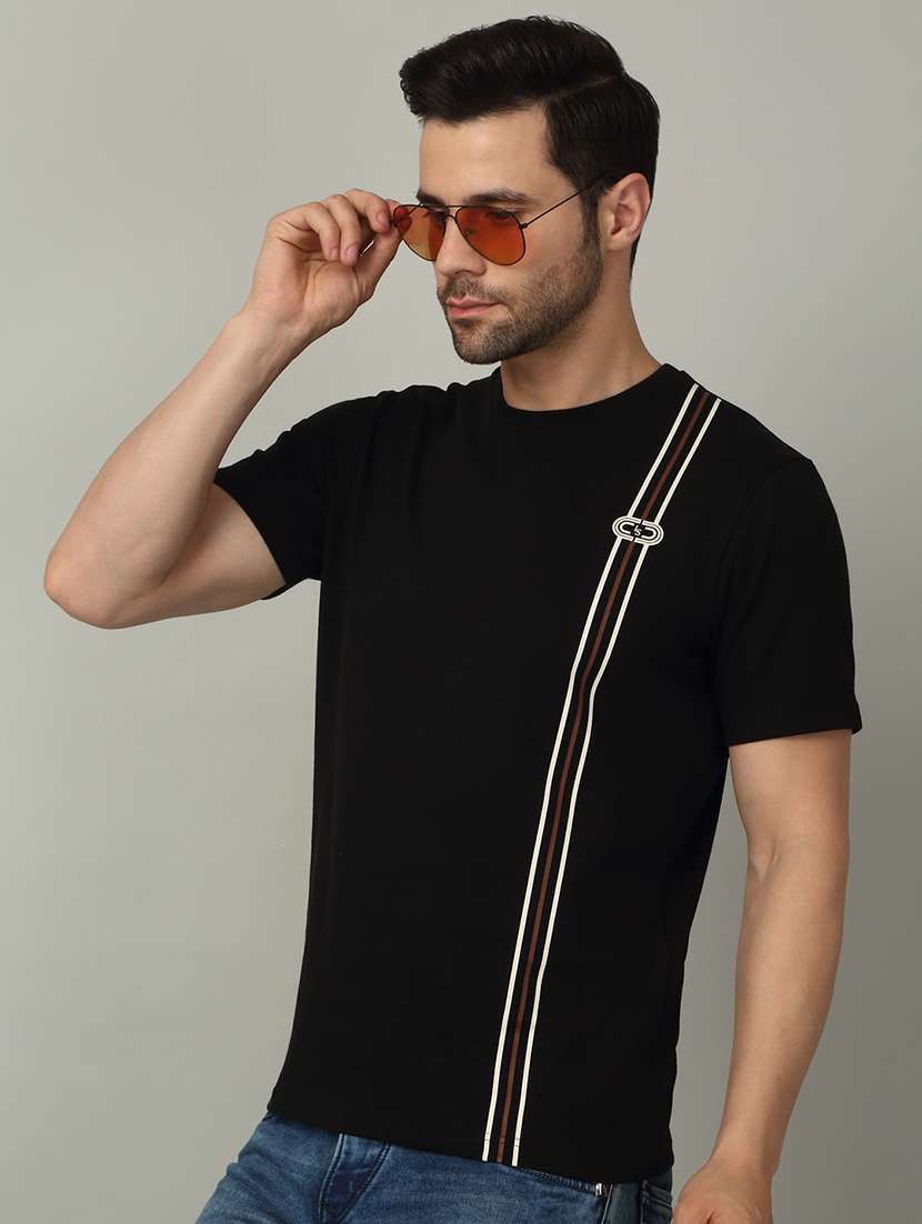 men placement print round neck regular fit t-shirt