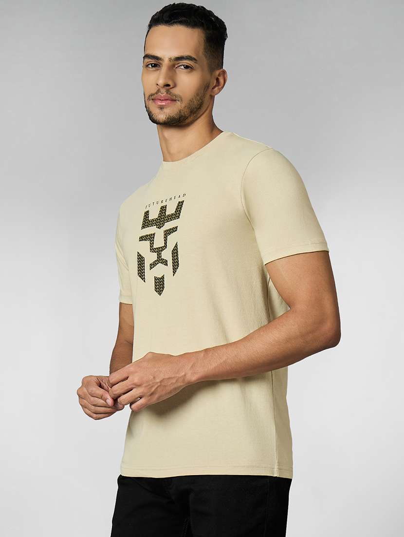 men front print round neck regular fit t-shirt - 21913133 -  Standard Image - 2