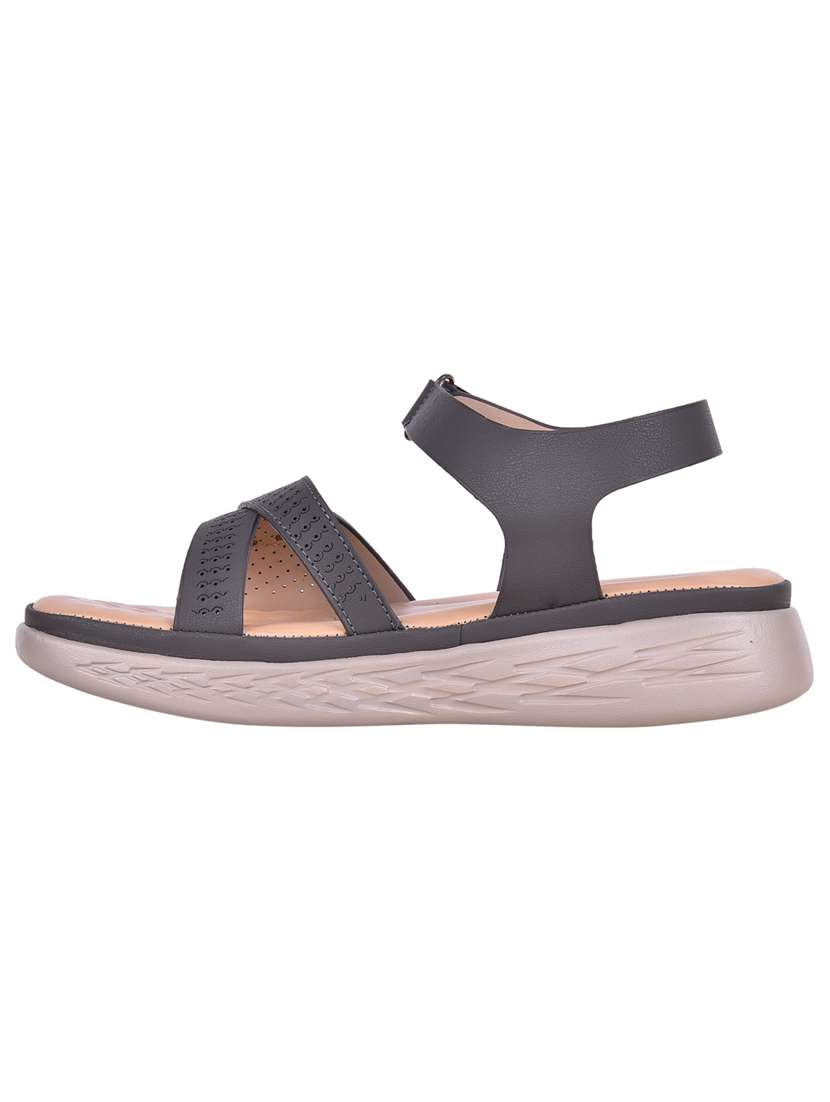 women grey ankle strap wedge - 21913187 - Standard Image - 2