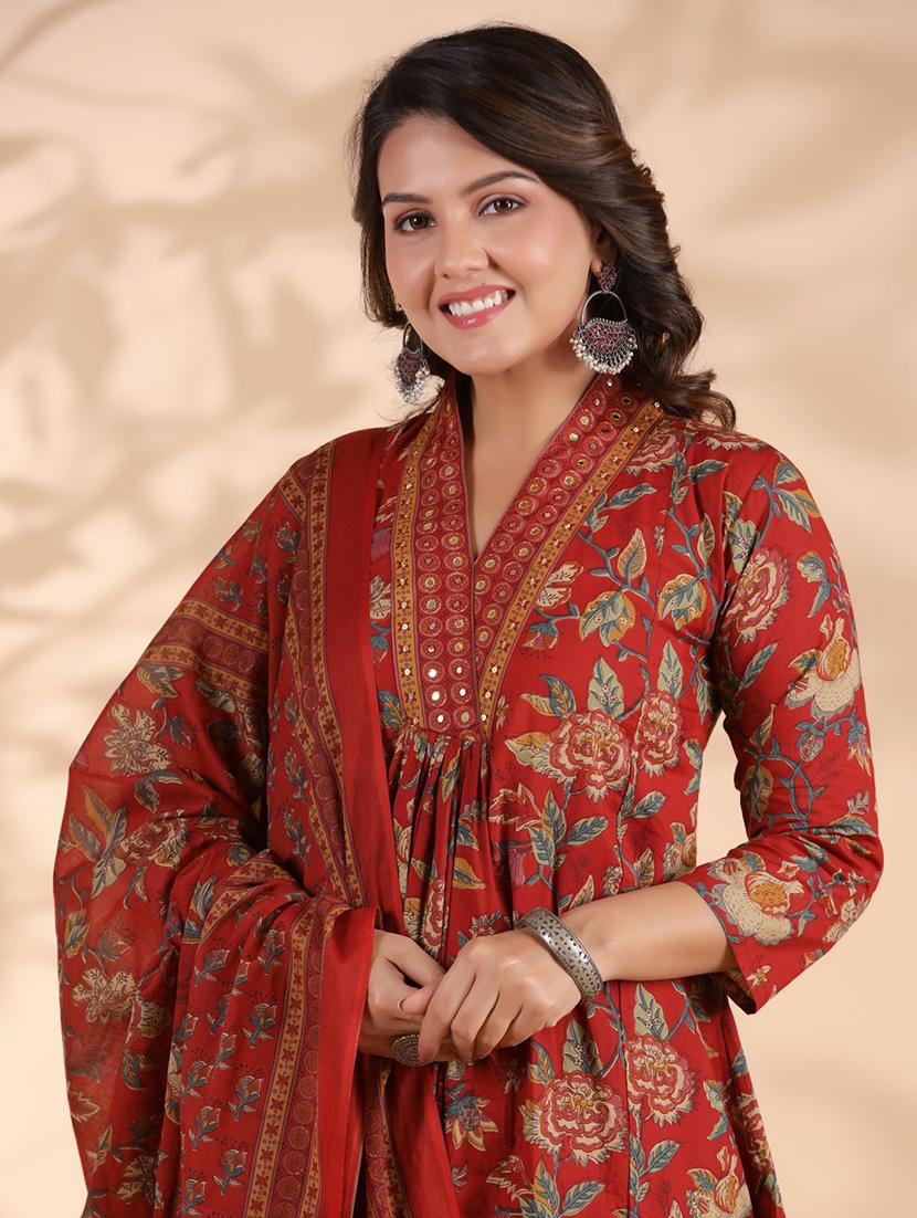women three quarter sleeve kurta palazzo with dupatta set - 21913222 - Standard Image - 2