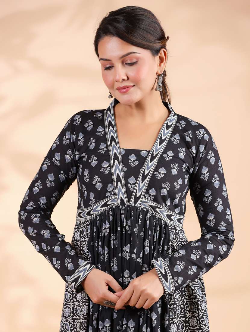 women printed long sleeve flared ethnic dress - 21913251 -  Standard Image - 2