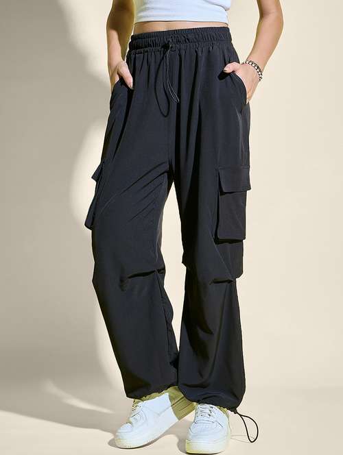 women solid high rise parachute pants - 21913296 -  Standard Image - 0