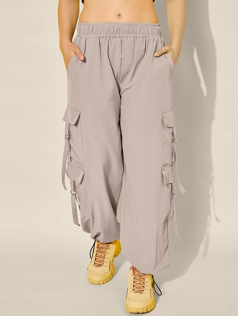 women solid high rise parachute pant - 21913304 - Zoom Image - 0