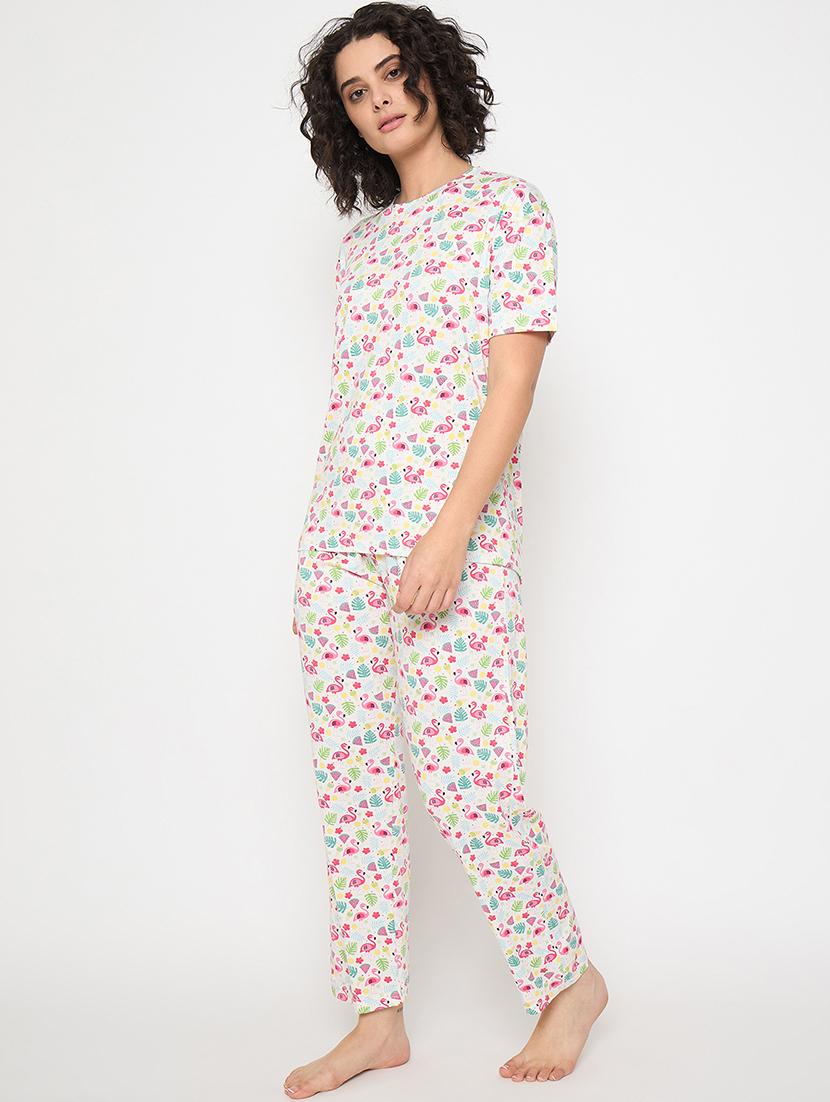 women printed nightwear pyjama set - 21913309 - Standard Image - 2
