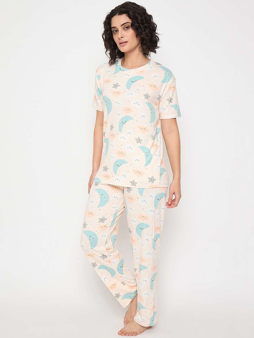 women printed nightwear pyjama set - 21913310 -  Standard Image - 2