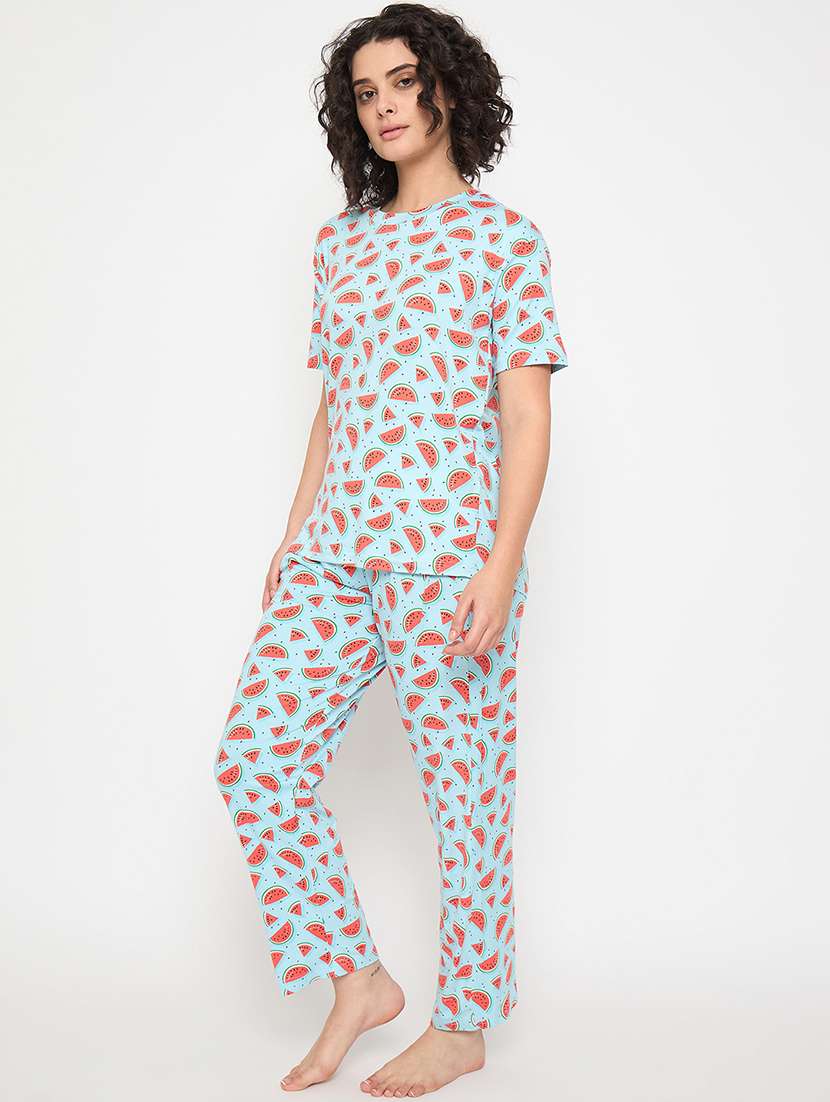 women printed nightwear pyjama set - 21913313 -  Standard Image - 2
