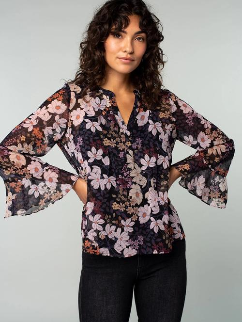 women floral printed bell sleeves regular top - 21913446 - Standard Image - 0