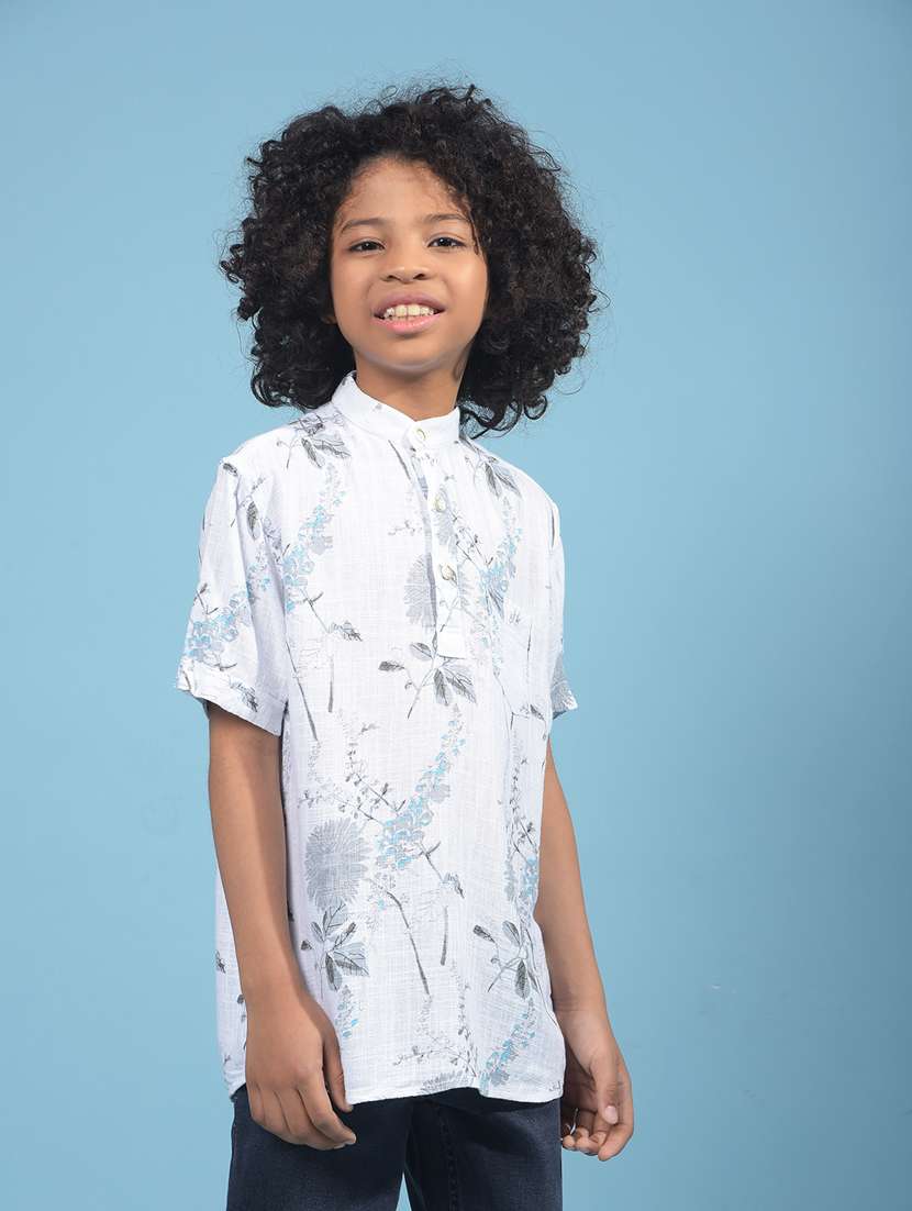 boys floral printed mandarin neck short kurta  - 21913474 -  Standard Image - 2