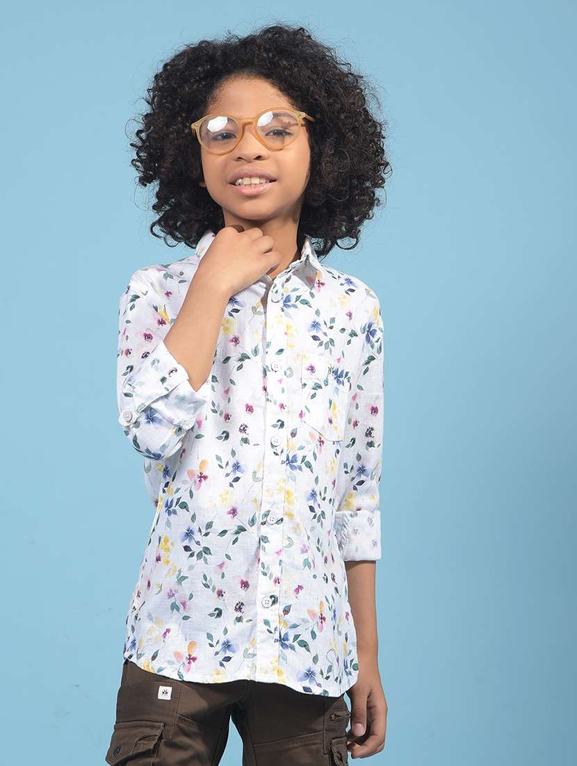 boys printed collared long sleeves shirt