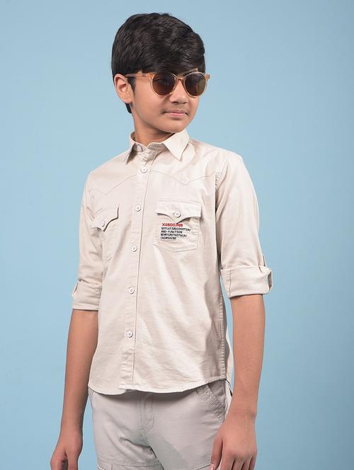 boys solid long sleeve casual shirt - 21913486 - Standard Image - 0