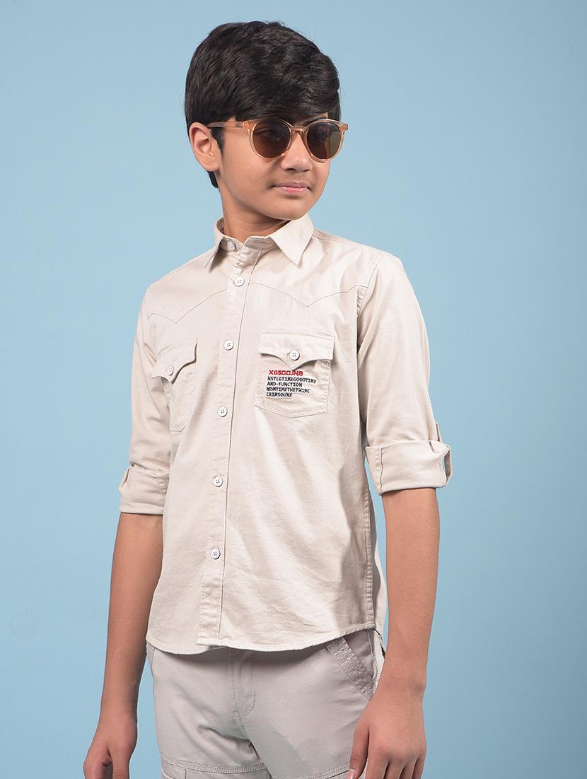 boys solid long sleeve casual shirt - 21913486 - Zoom Image - 0