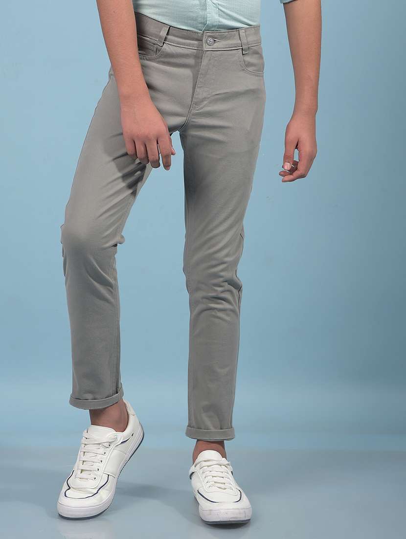 boys solid mid rise slim fit chino