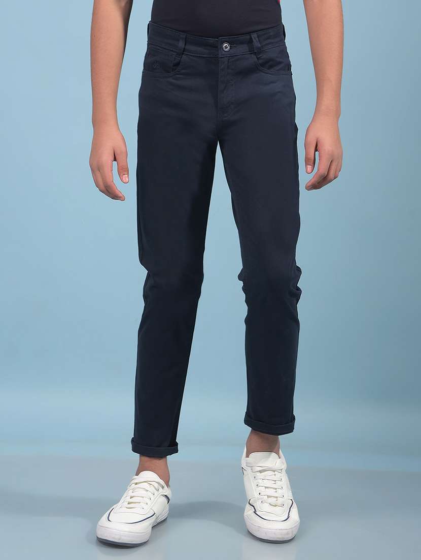 boys solid mid rise slim fit chino