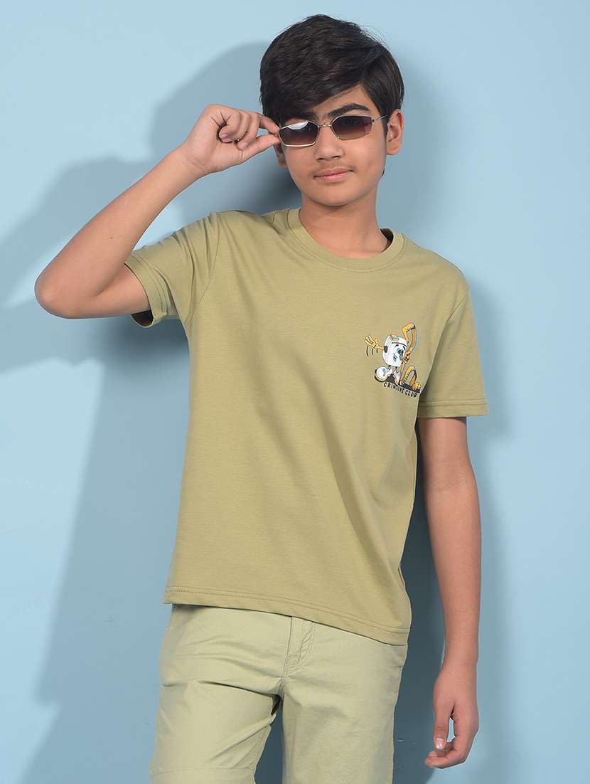 boys front & back printed round neck t-shirt