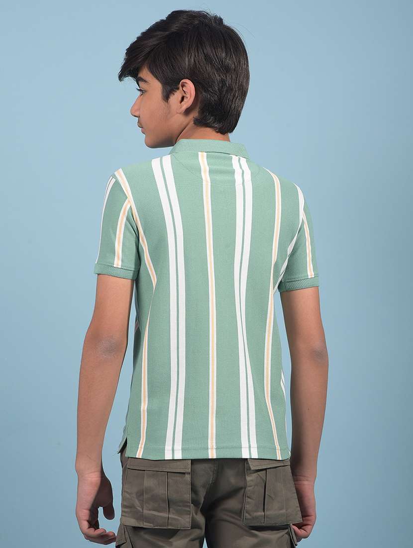 boys green striped short sleeve t-shirt - 21913534 -  Standard Image - 2