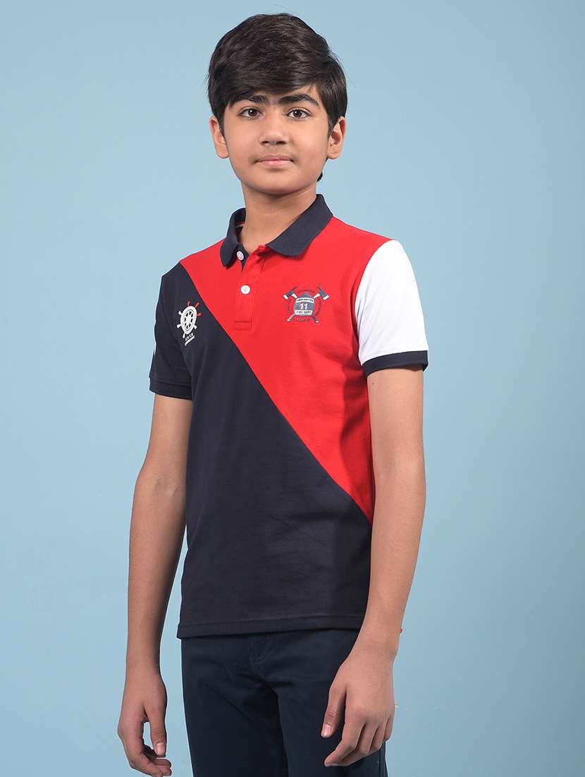 boys color block short sleeve polo t-shirt - 21913545 -  Standard Image - 2