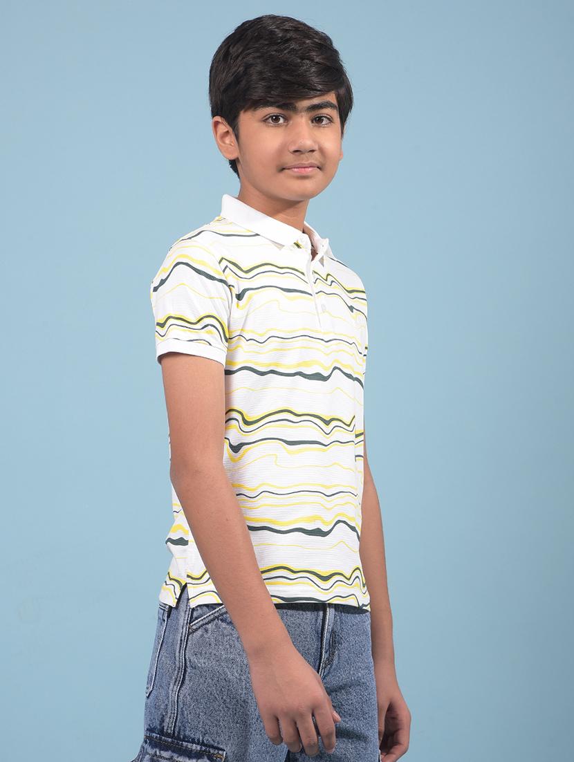 boys white printed short sleeve polo t-shirt - 21913546 - Standard Image - 2
