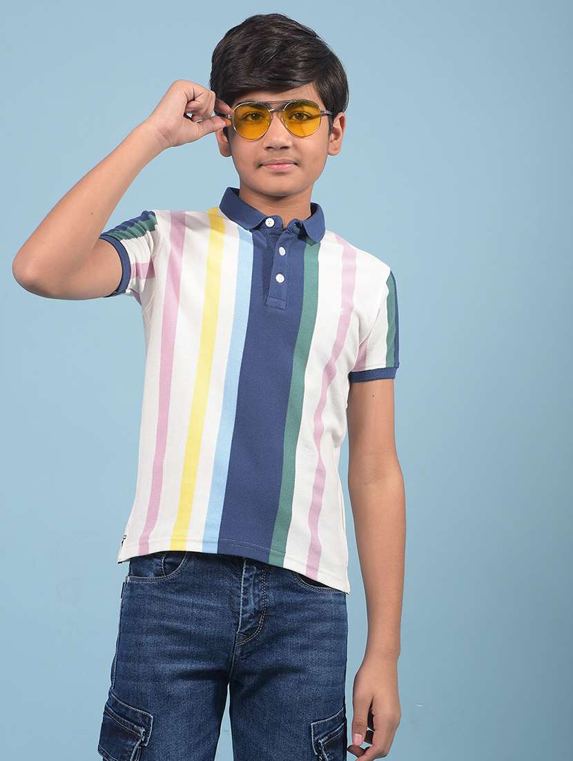 boys striped short sleeve polo t-shirt