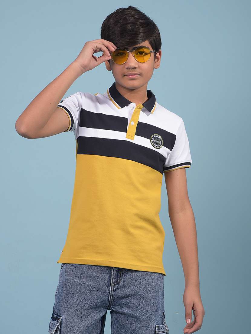 boys color block short sleeve polo t-shirt
