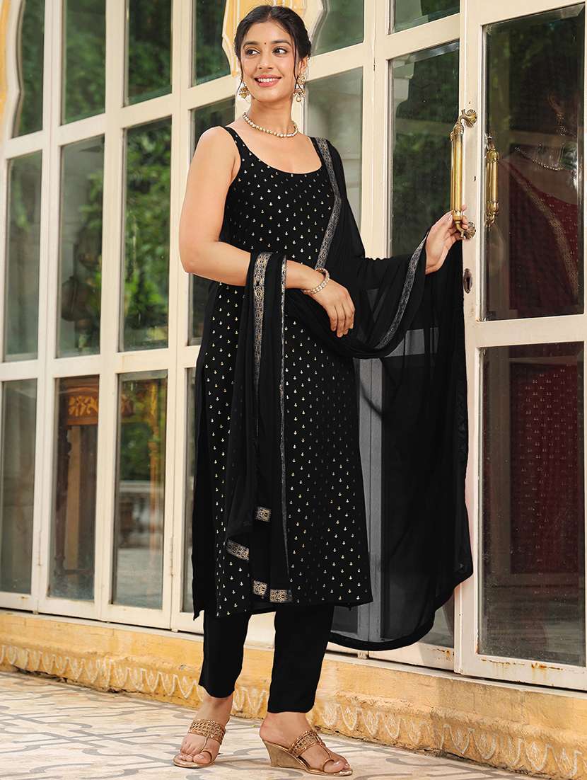 women black sleeveless kurta pant with dupatta set - 21913581 -  Standard Image - 2