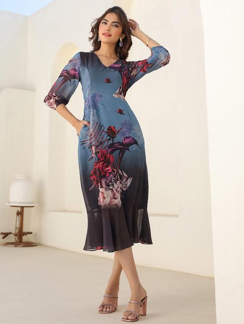 women floral printed puff sleeves tiered dress  - 21913589 -  Standard Image - 0