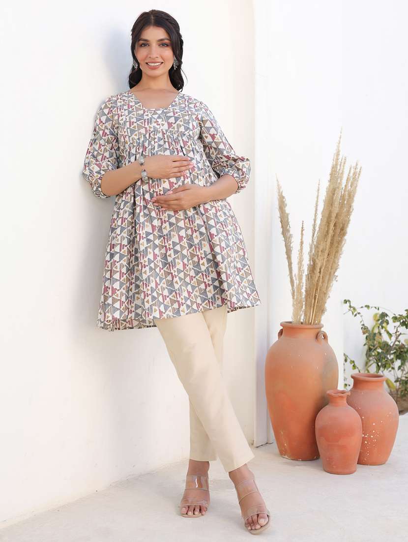 women printed three quarter sleeve maternity wear tunic - 21913603 -  Standard Image - 2