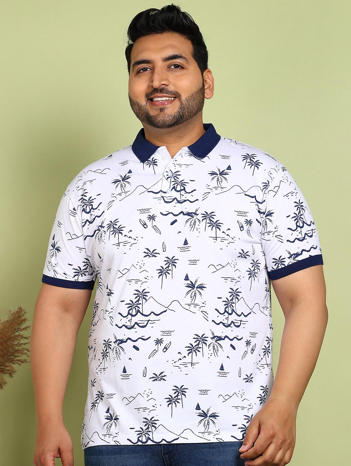 men plus size printed short sleeve polo t-shirt - 21913989 -  Zoom Image - 0