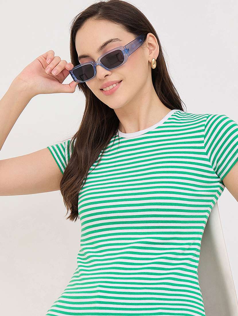 women striped round  neck t-shirt