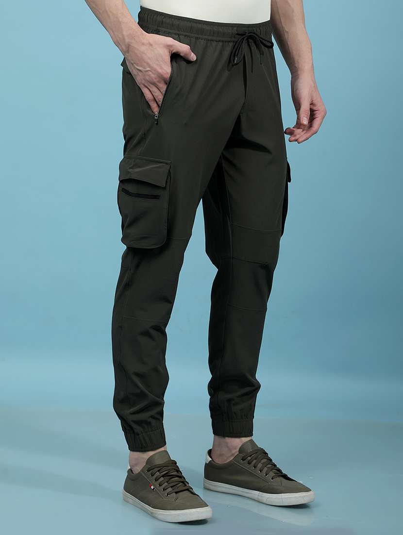 men olive solid mid rise cargo - 21914220 -  Standard Image - 2
