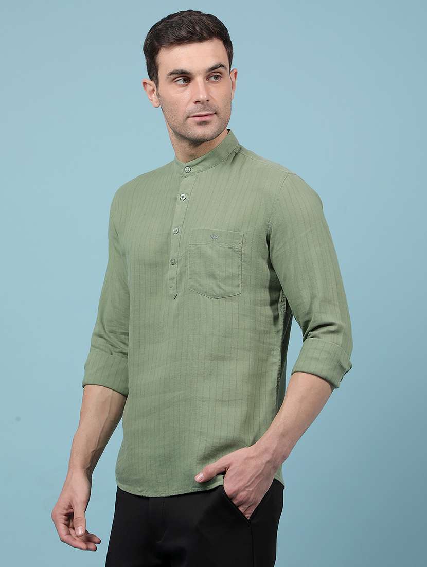 men solid mandarin neck short kurta - 21914228 -  Standard Image - 2