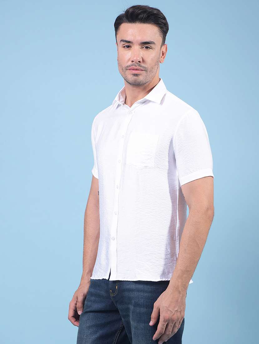 men solid short sleeve slim fit casual shirt - 21914247 -  Standard Image - 2