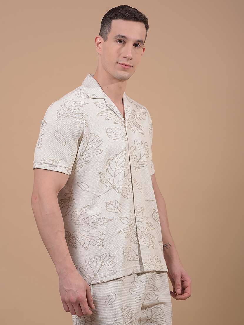 men printed short sleeve slim fit casual shirt - 21914267 -  Standard Image - 2