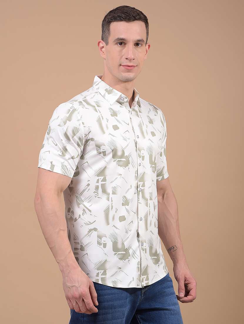 men printed short sleeve slim fit casual shirt - 21914274 -  Standard Image - 2