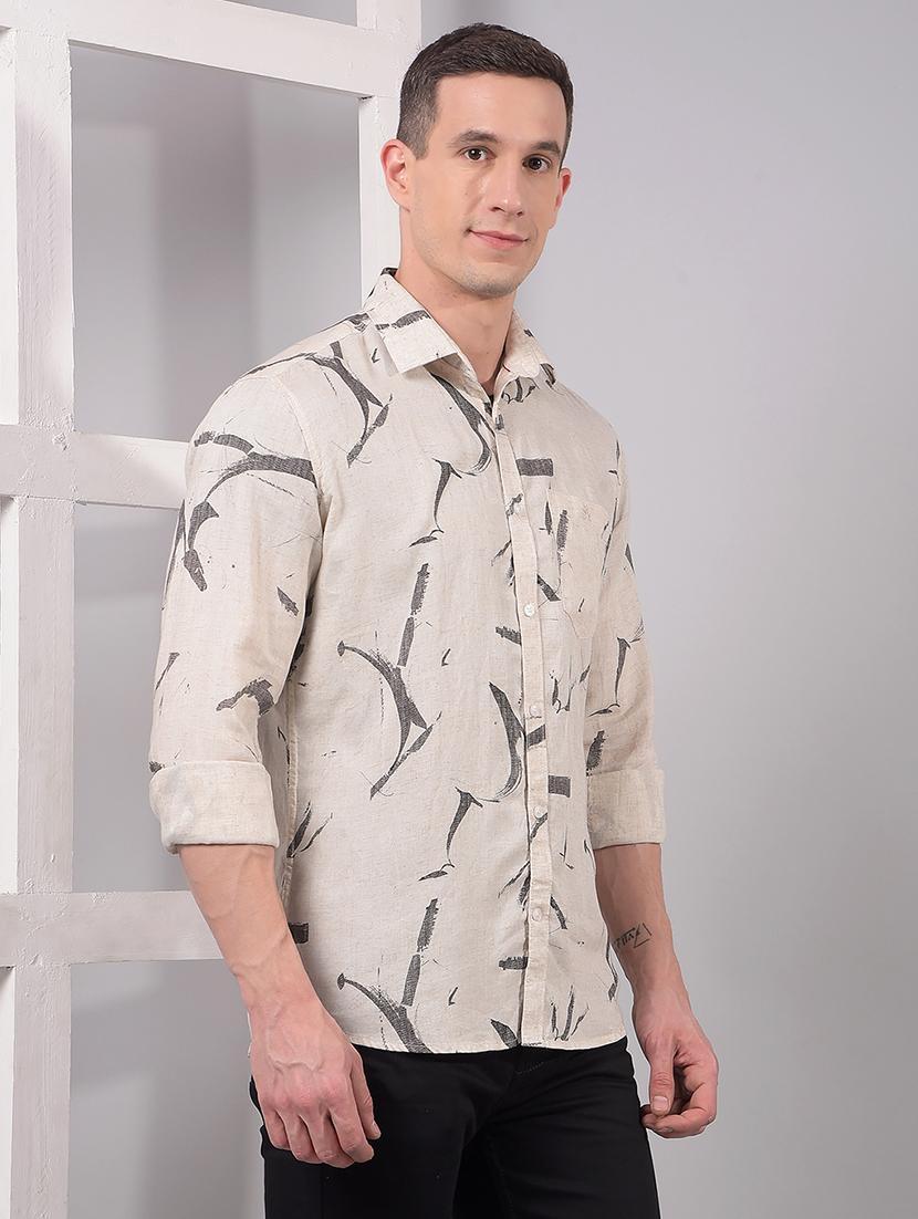 men printed long sleeve slim fit casual shirt - 21914279 - Standard Image - 2