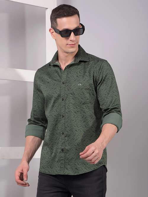 men printed long sleeve slim fit casual shirt - 21914280 - Standard Image - 0